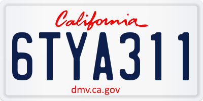 CA license plate 6TYA311