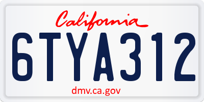 CA license plate 6TYA312