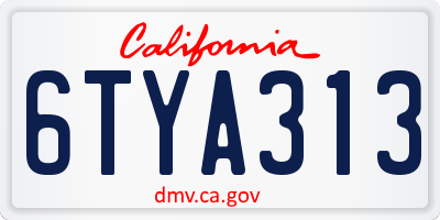 CA license plate 6TYA313