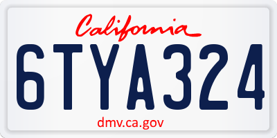 CA license plate 6TYA324