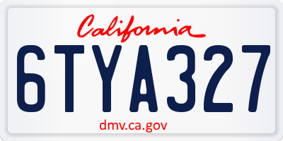CA license plate 6TYA327