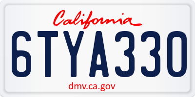 CA license plate 6TYA330