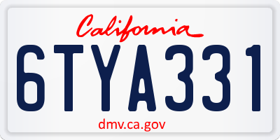 CA license plate 6TYA331