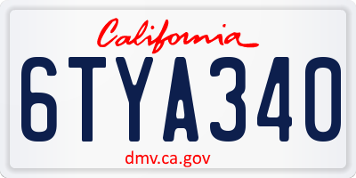 CA license plate 6TYA340