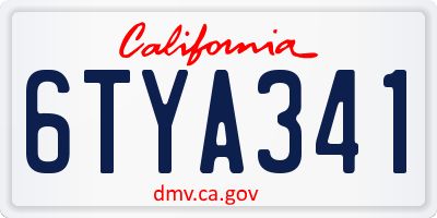 CA license plate 6TYA341