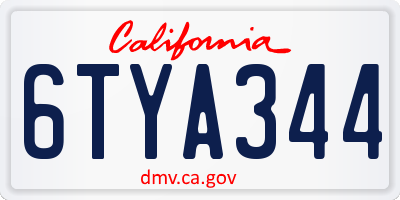 CA license plate 6TYA344