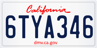 CA license plate 6TYA346