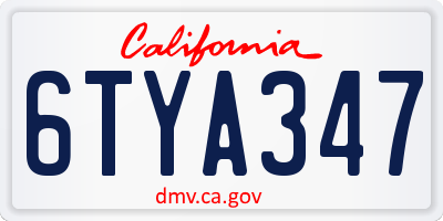 CA license plate 6TYA347