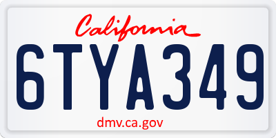 CA license plate 6TYA349