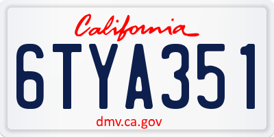 CA license plate 6TYA351