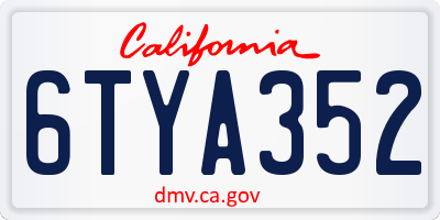 CA license plate 6TYA352