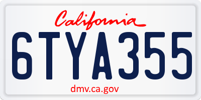CA license plate 6TYA355