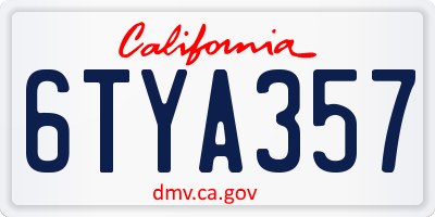 CA license plate 6TYA357