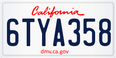 CA license plate 6TYA358