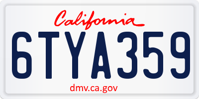 CA license plate 6TYA359