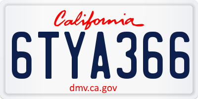 CA license plate 6TYA366