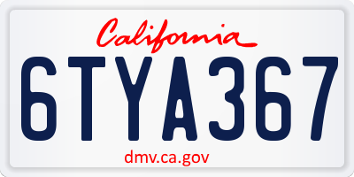 CA license plate 6TYA367