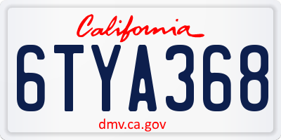 CA license plate 6TYA368