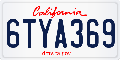 CA license plate 6TYA369
