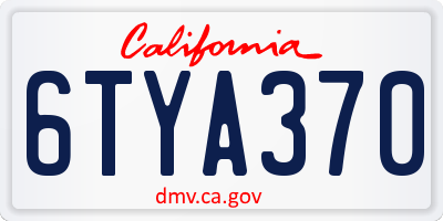 CA license plate 6TYA370