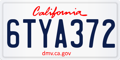 CA license plate 6TYA372
