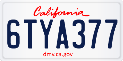 CA license plate 6TYA377
