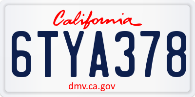 CA license plate 6TYA378