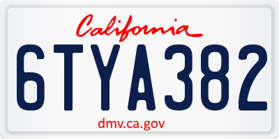 CA license plate 6TYA382