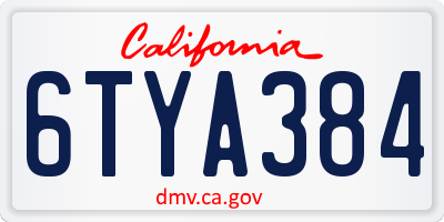 CA license plate 6TYA384