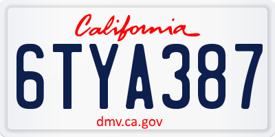 CA license plate 6TYA387