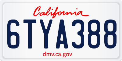 CA license plate 6TYA388