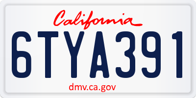 CA license plate 6TYA391