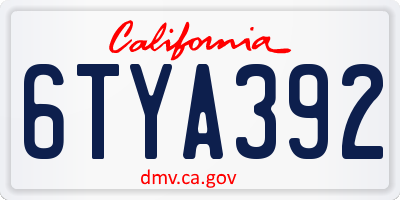 CA license plate 6TYA392