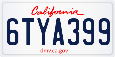 CA license plate 6TYA399