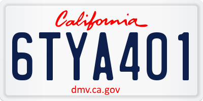 CA license plate 6TYA401