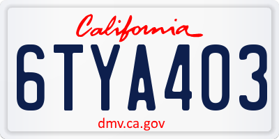 CA license plate 6TYA403