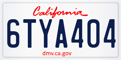 CA license plate 6TYA404
