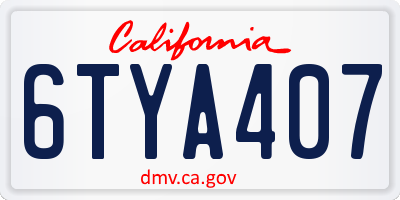 CA license plate 6TYA407