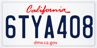 CA license plate 6TYA408