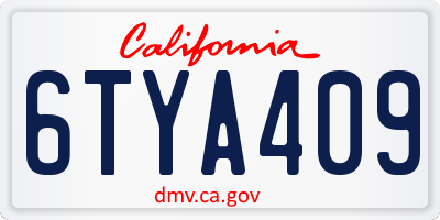 CA license plate 6TYA409
