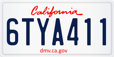 CA license plate 6TYA411