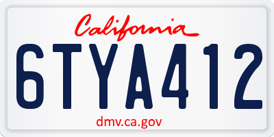 CA license plate 6TYA412