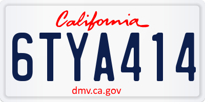 CA license plate 6TYA414