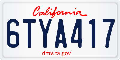 CA license plate 6TYA417
