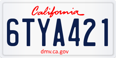CA license plate 6TYA421