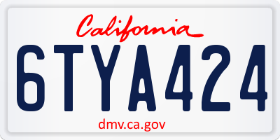 CA license plate 6TYA424