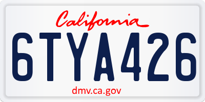 CA license plate 6TYA426