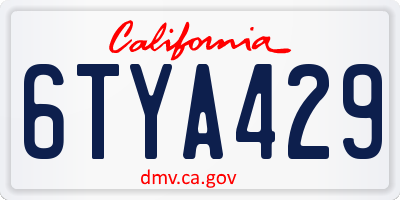 CA license plate 6TYA429