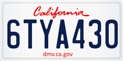 CA license plate 6TYA430