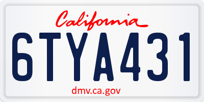CA license plate 6TYA431